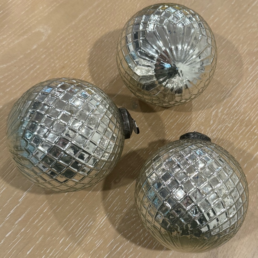 Set of 3 mercury glass ornaments